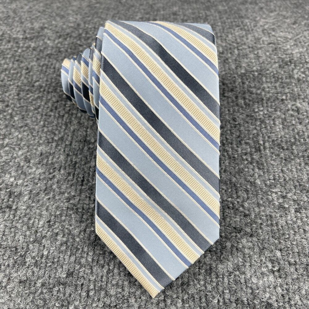 Joseph Abboud Men's Necktie 100% Silk Designer 3"x‎ 59" Blue Cream Striped Tie